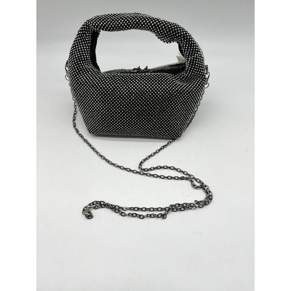 AQUA Maeve Reilly rhinestone embellished women's mini hobo shoulder bag -BLACK - Picture 4 of 5
